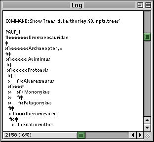 the log window with a tree drawn in an incorrect font